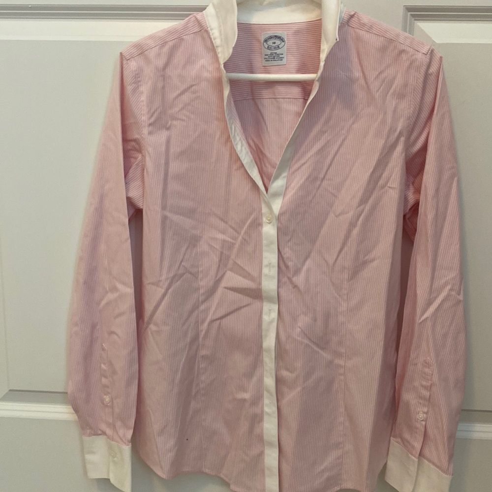 Brooks Brothers spine and white striped blouse